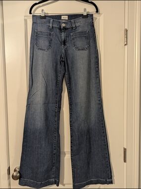 Hudson Front Pocket Mid-Rise Wide-Leg Jeans